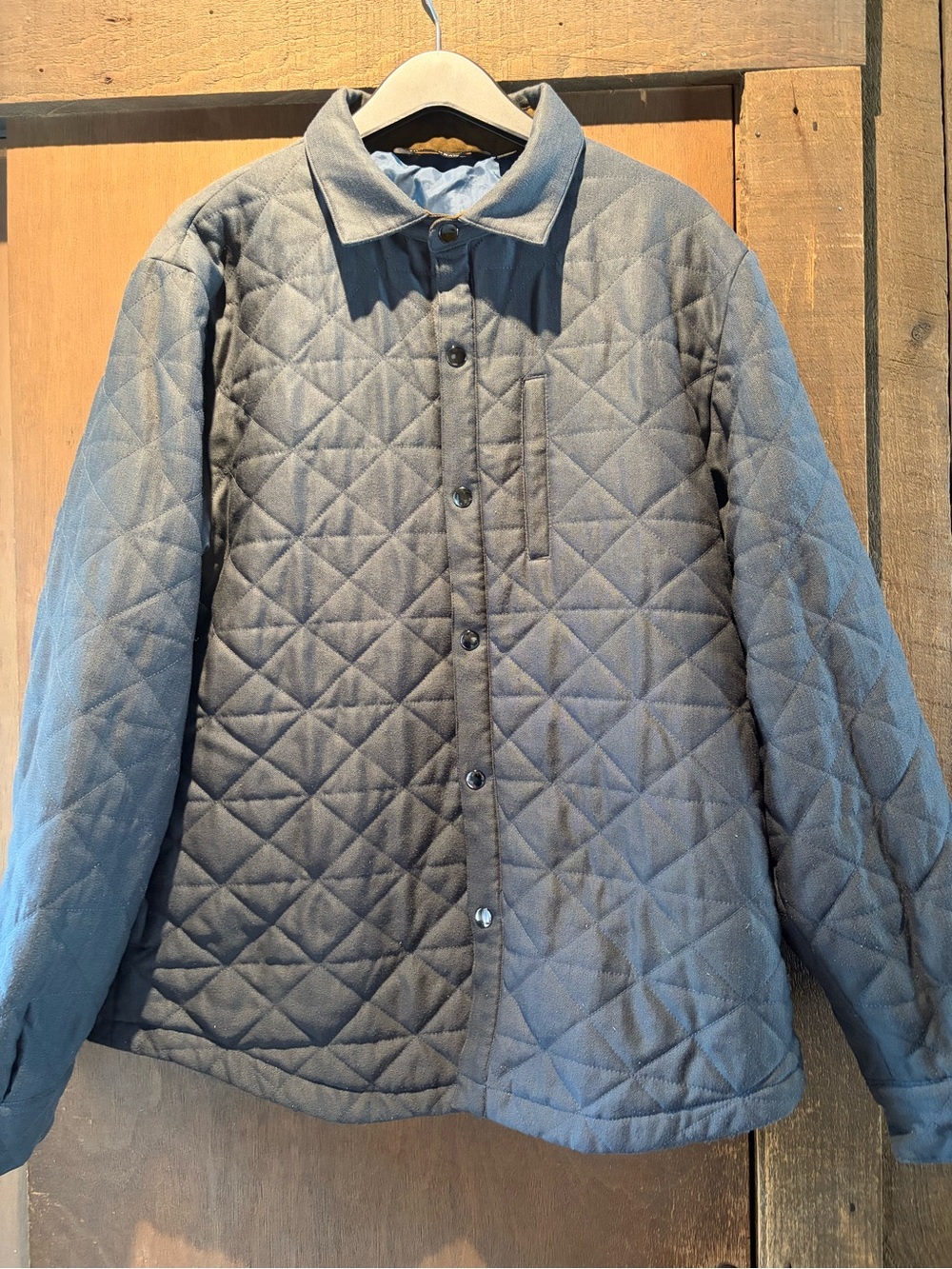 Quilted Lightweight Shirt Jacket in Gray